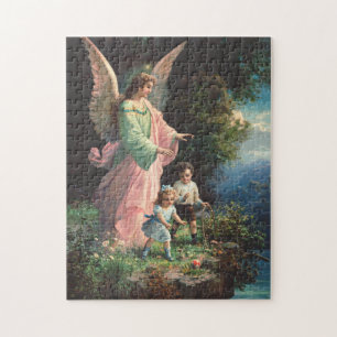 Beschermengel die kinderen beschermt bij een riche legpuzzel