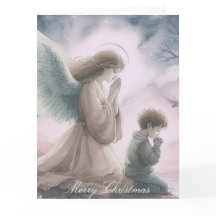 Beschermengel en kind die samen bidden