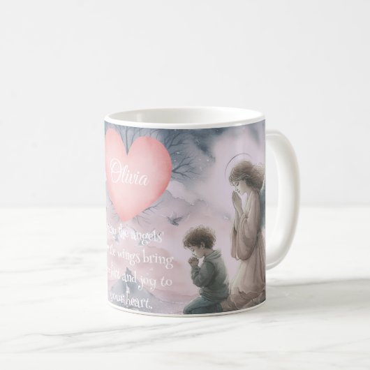 Beschermengel en kind die samen bidden koffiemok (Voorkant rechts)