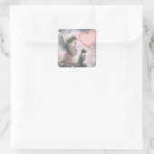 Beschermengel en kind die samen bidden vierkante sticker (Tas)