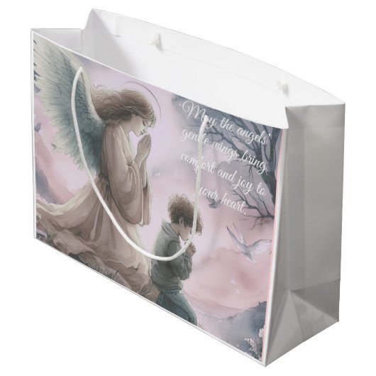 Beschermengel en kind samen bidden groot cadeauzakje (Achterkant Gekanteld)