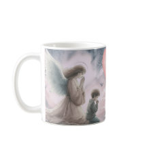 Beschermengel en kind samen bidden