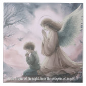 Beschermengel en kind samen bidden tegeltje (Voorkant)