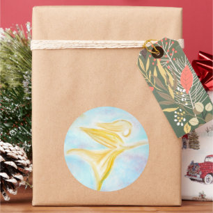 Beschermengel in vlucht – Gouden turquoise lucht Ronde Sticker