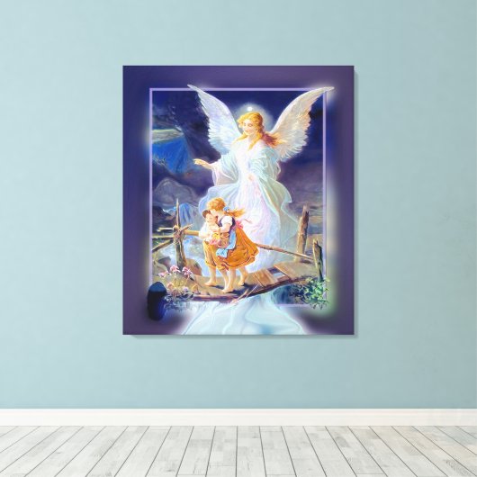 Beschermengel, kinderen, brug (exclusief ontwerp canvas afdruk (Insitu (Houten vloer))