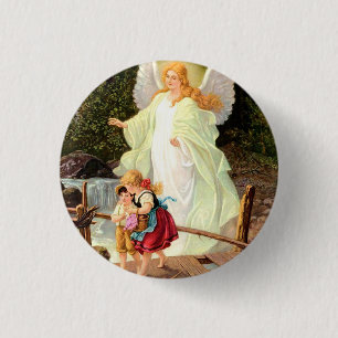 Beschermengel Kinderen over Brug Lindberg Ronde Button 3,2 Cm