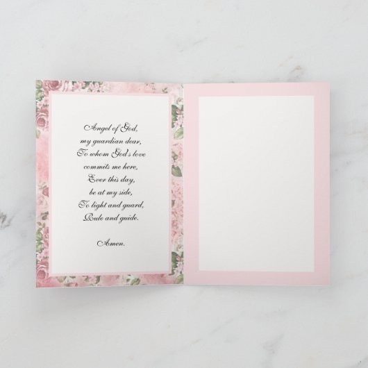  Beschermengel Kinderen Roze Rozen Kaart (Binnen)