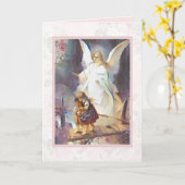  Beschermengel Kinderen Roze Rozen Kaart (Gele Bloem)