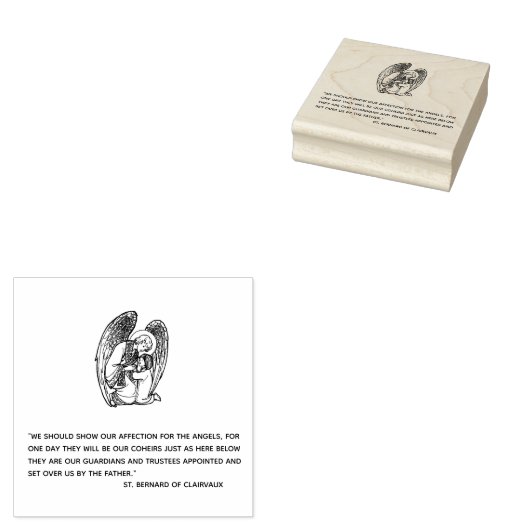 Beschermengel met kind Citaat van Sint Bernard Rubberstempel (Gestempeld)