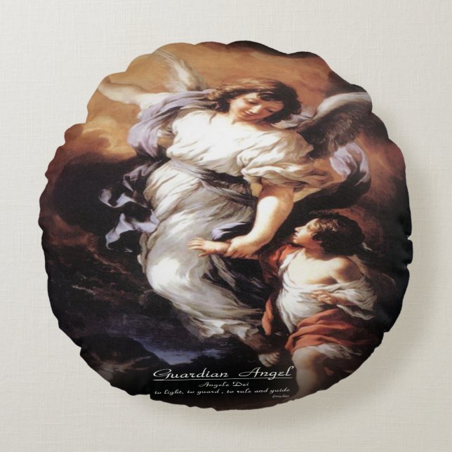 Beschermengel Rond Kussen (Voorkant)