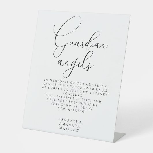 Beschermengelen in liefdevolle herinnering Bruilof Reclamebord Met Voetstuk (Voorkant)