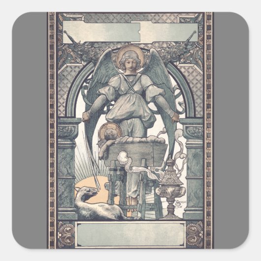 Beschermengelen met Jezus kind Vierkante Sticker (Voorkant)