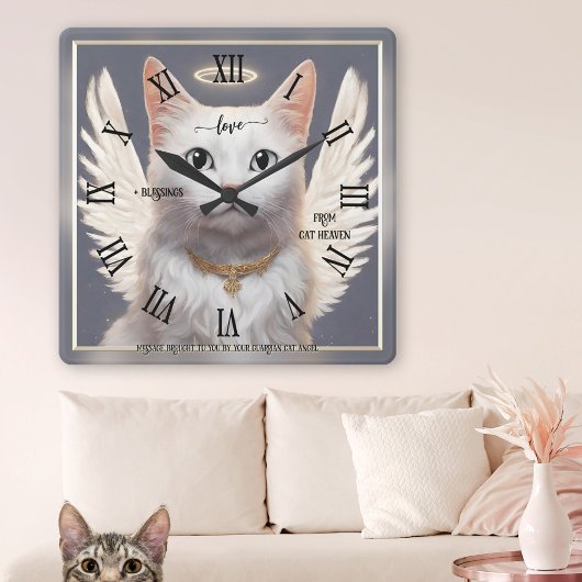 Beschermengelkat Fijne Kunst Vierkante Klok