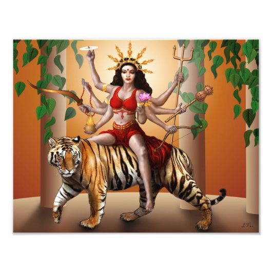 Beschermer Goddess Durga Print, 14 x 11 inch Foto Afdruk (Voorkant)