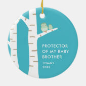 Beschermer van mijn Baby Brother Personalized Owls Keramisch Ornament (Achterkant)