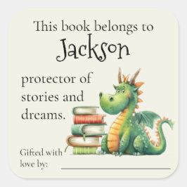 Beschermer van Verhalen Boeken voor Baby Bookplate Vierkante Sticker