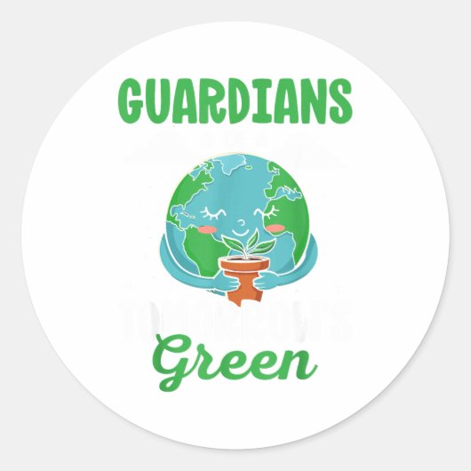 Beschermers Van Morgen Groene Red De Planeet Aarde Ronde Sticker (Voorkant)