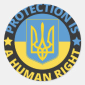 Bescherming is een mensenrecht/ Ik sta bij Oekraïn Ronde Sticker (Voorkant)