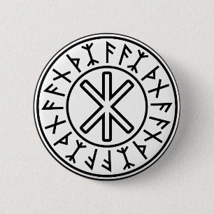 Bescherming nr. 2 van Odin (zwart) Ronde Button 5,7 Cm