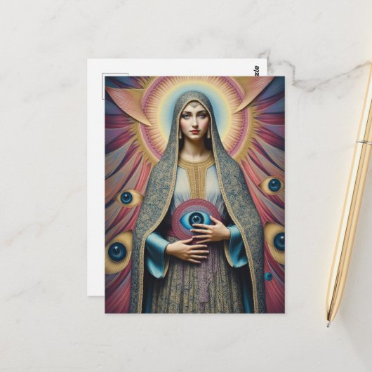 Bescherming tegen het kwade Maria Briefkaart (Voorkant / Achterkant in situ)