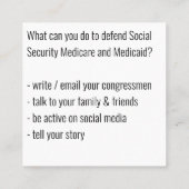 Bescherming van de sociale zekerheid vierkante visitekaartje (Achterkant)