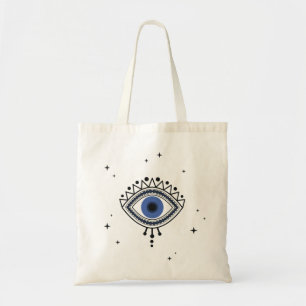 Bescherming van het oogje, blauw oogmagisch symboo tote bag