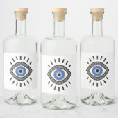 Bescherming van het oogmerk, griekblauw oog, derde likeurfles etiket (Flessen)