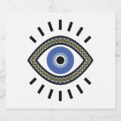 Bescherming van het oogmerk, griekblauw oog, derde likeurfles etiket (Enkel label)