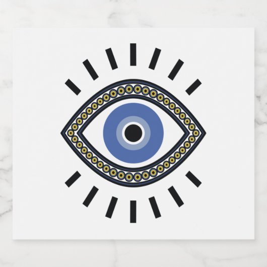 Bescherming van het oogmerk, griekblauw oog, derde likeurfles etiket (Enkel label)