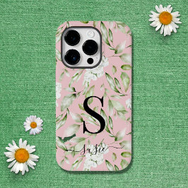 Bescherming voor Floral Monogram Script Name Case-Mate iPhone 14 Pro Hoesje