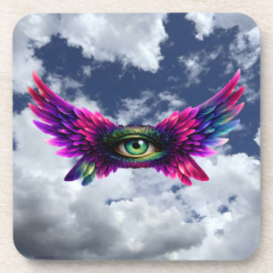 Beschermings coaster met gevleugeld oog – Mystieke Bier Onderzetter