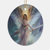 Beschermingselement in lichtblauwe Waterverf Keramisch Ornament (Links)