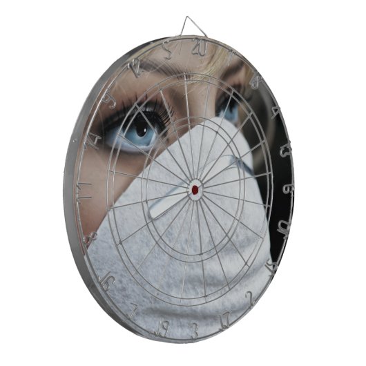 Beschermingsmasker voor het Corona-virus Dartbord (Voorkant Links)