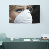 Beschermingsmasker voor het Corona-virus Spandoek (Beurs)