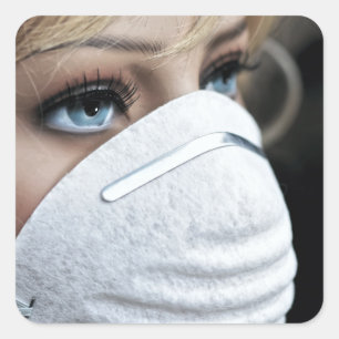 Beschermingsmasker voor het Corona-virus Vierkante Sticker