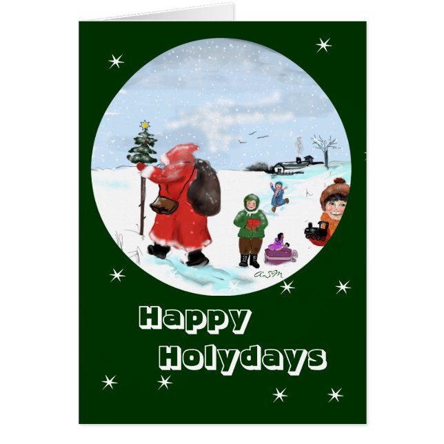 Bescherung im Schnee...grusskarte (Voorkant)