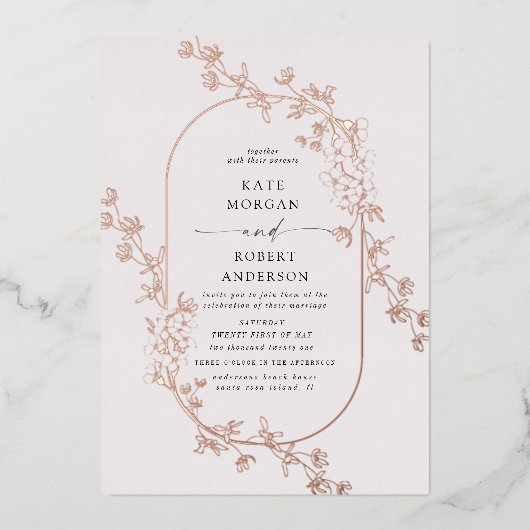 beschetste hedendaagse uitnodiging voor florale br (Voorkant)