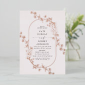 beschetste hedendaagse uitnodiging voor florale br (Staand Voorkant)