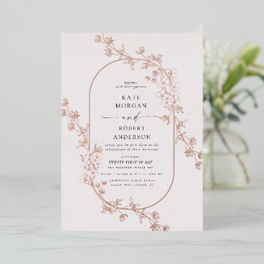 beschetste hedendaagse uitnodiging voor florale br (Staand Voorkant)