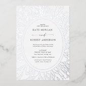 beschetste moderne florale bruiloft folie uitnodiging (Voorkant)