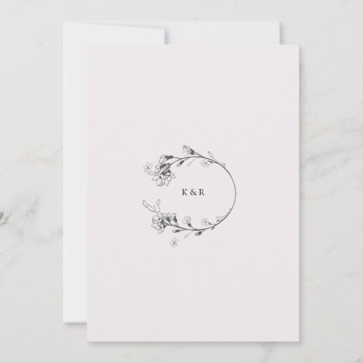 beschetste moderne uitnodiging voor een florale br (Achterkant)