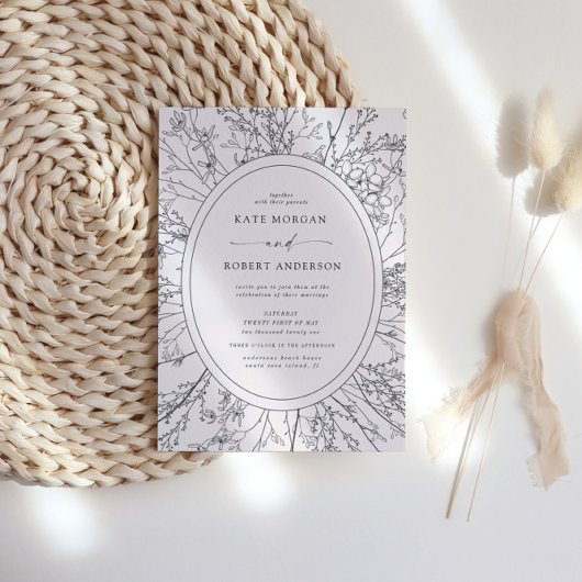 beschetste moderne uitnodiging voor een florale br