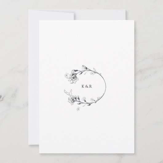 beschetste moderne uitnodiging voor een florale br (Achterkant)