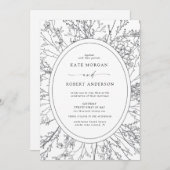 beschetste moderne uitnodiging voor een florale br (Voorkant / Achterkant)