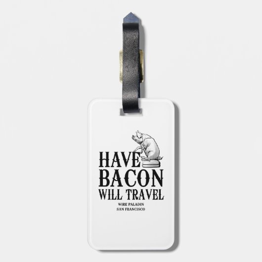 beschikken over Bacon Will Bagagelabel (Achterkant verticaal)