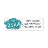 beschilderd Afstudeerder | Blauwgroen Brushstroke Etiket (Voorkant)