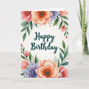 Beschilderde Bloem Verjaardagskaart Kaart