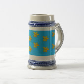beschilderde bloemen op blauw bierpul (Voorkant rechts)
