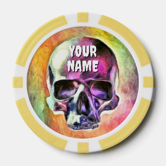 Beschilderde schedel. Gepersonaliseerd Poker Chips (Voorkant)