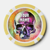 Beschilderde schedel. Gepersonaliseerd Poker Chips (Achterkant)